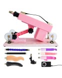 rosa automatiskt sex machine med olika storlekar för dildo -