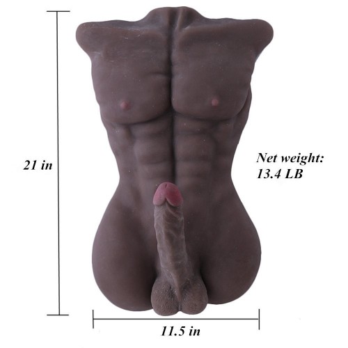 HISMITH Sex Love Doll Torso,Adult Sex Toy with Big Dildo (Black male doll)