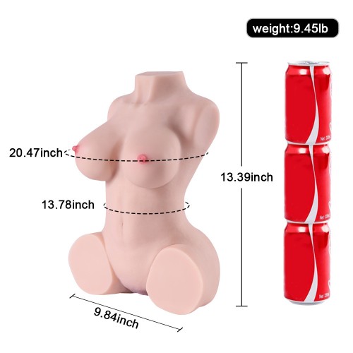 Rolan 4,3 kg Realistisk 3D mand masturbator, halvkrops sexdukke med vagina og anal