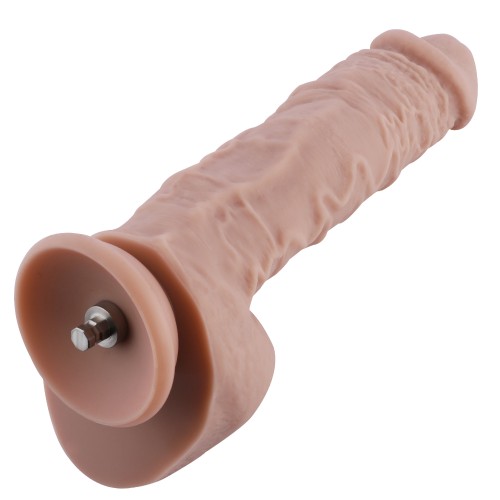 9 "Enorm silikondildo för Hismith sexmaskin med KlicLok-kontakt, 6,5" infällbar längd, kött