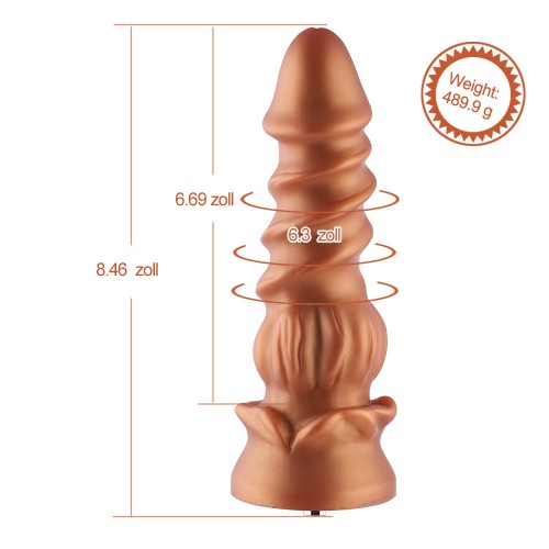 Gode en silicone à grain spiralé de 8,46 po Hismith avec système KlicLok pour machine sexuelle Hismith Premium - Série Monster