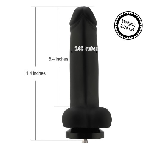 Hismith Gode énorme en silicone lisse de 11,4 po pour Hismith Premium Sex Machine, avec système KlicLok, taille L noire