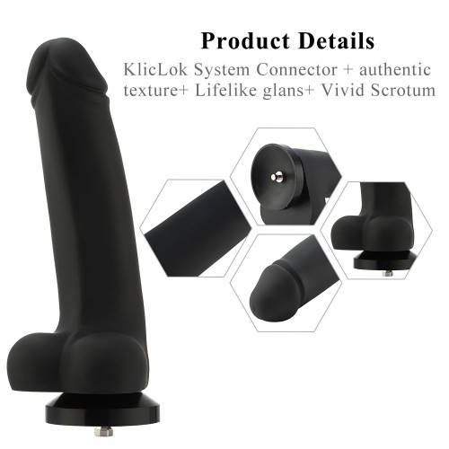 Hismith 11,4" hladké silikonové dildo pro prémiový sexuální stroj Hismith, se systémem KlicLok, černá velikost L