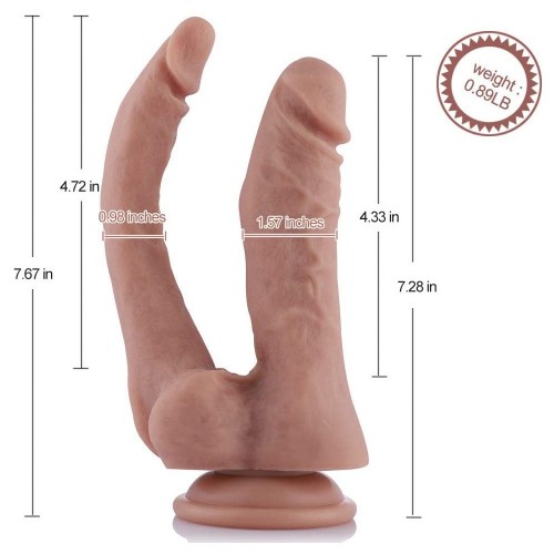 Gode en silicone à double pénis de 7,28 pouces pour machine à sexe haut de gamme avec système KlicLok