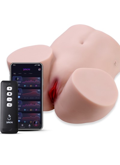 Sinloli erotická hračka pro muže v realistické velikosti, inteligentní dálkový ovladač APP s 10 režimy tlačení a vibrací