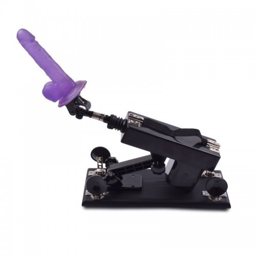 Automatisk sexmaskine med farverig gelérealistisk dildo